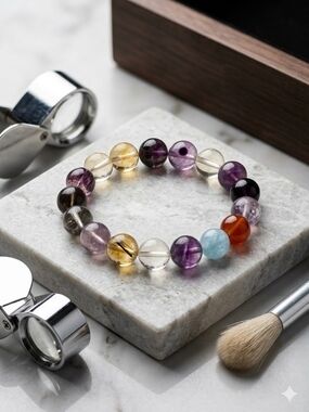 Natural Rainbow Fluorite beaded bracelet